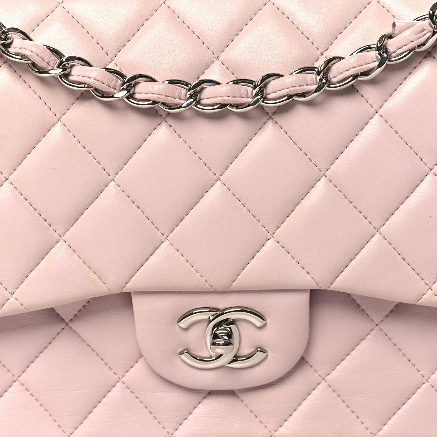 Chanel Lambskin Quilted Jumbo Double Flap Light Pink 8 of 14