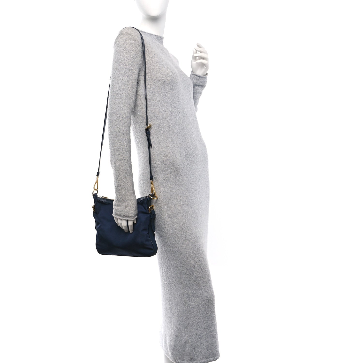 Prada Tessuto Nylon Saffiano Small Crossbody Bag Navy 2 of 10