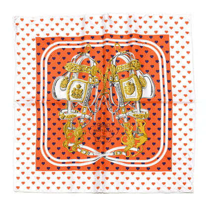 Hermes Silk Brides De Gala Love Scarf 90 Orange Marine White 1 of 4