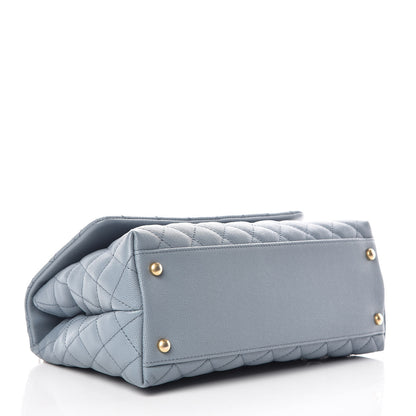 Chanel Caviar Lizard Quilted Small Coco Handle Flap Blue 4 of 10