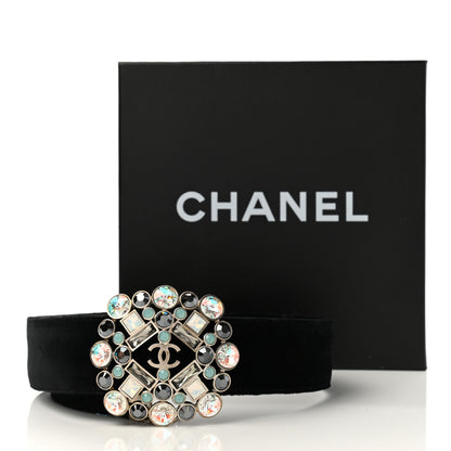Chanel Velvet Gripoix Crystal Belt 80 32 Black 5 of 5