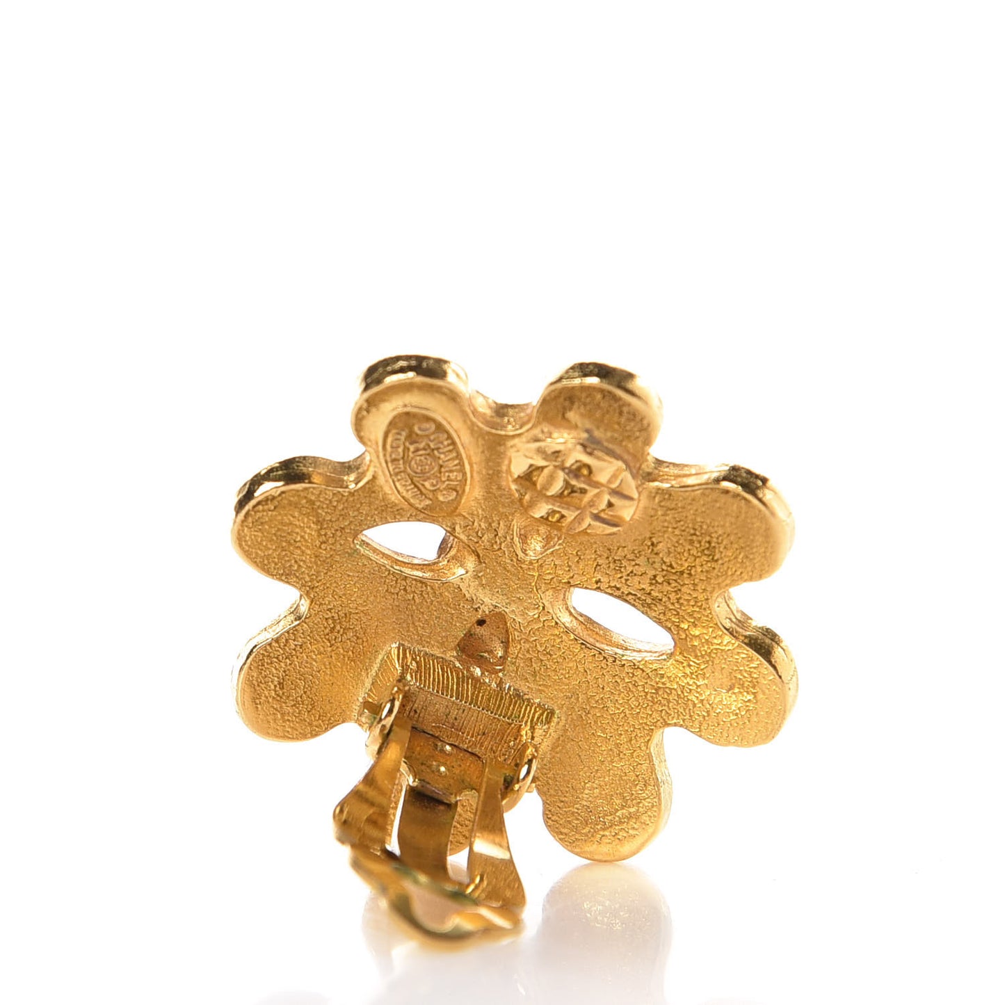 CC Flower Clip On Earrings Gold