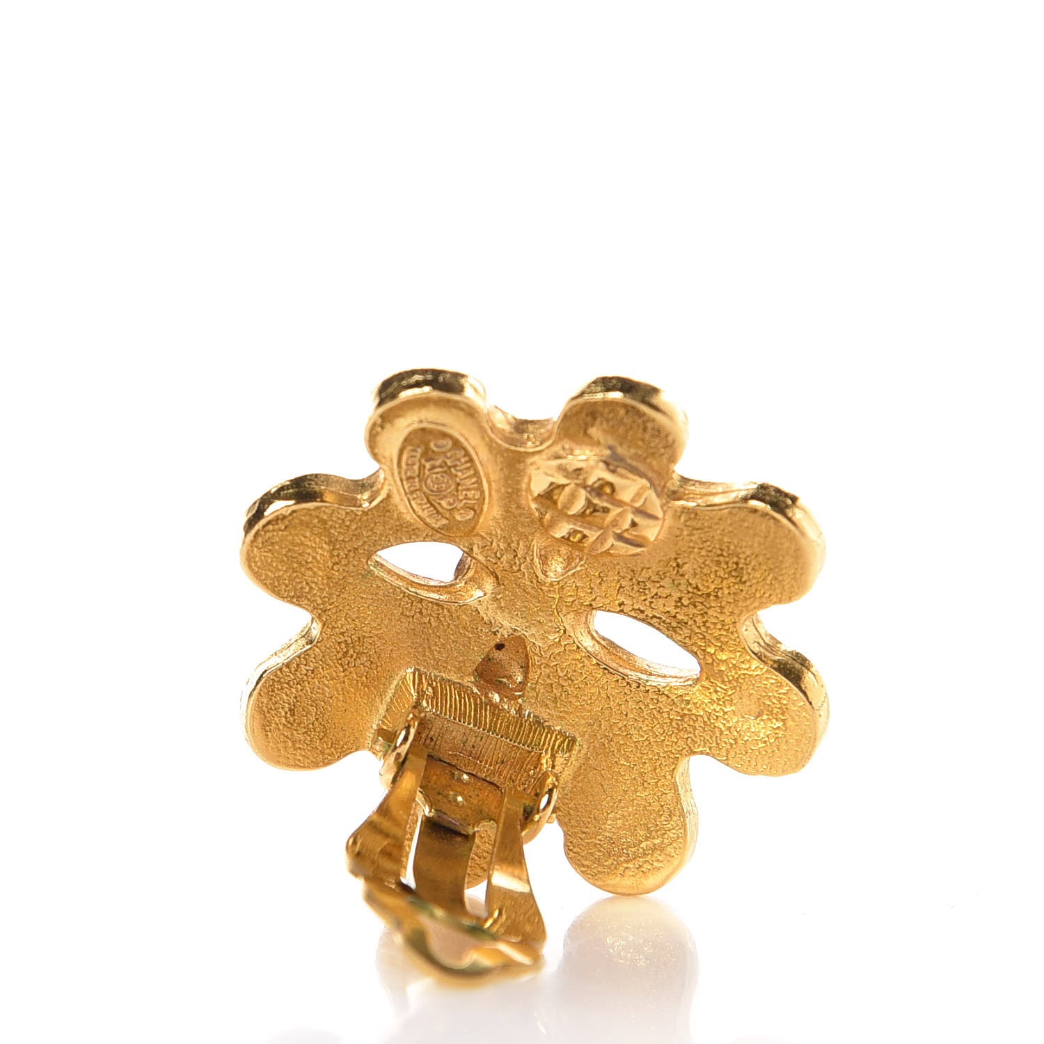 Chanel CC Flower Clip On Earrings Gold 4 of 4