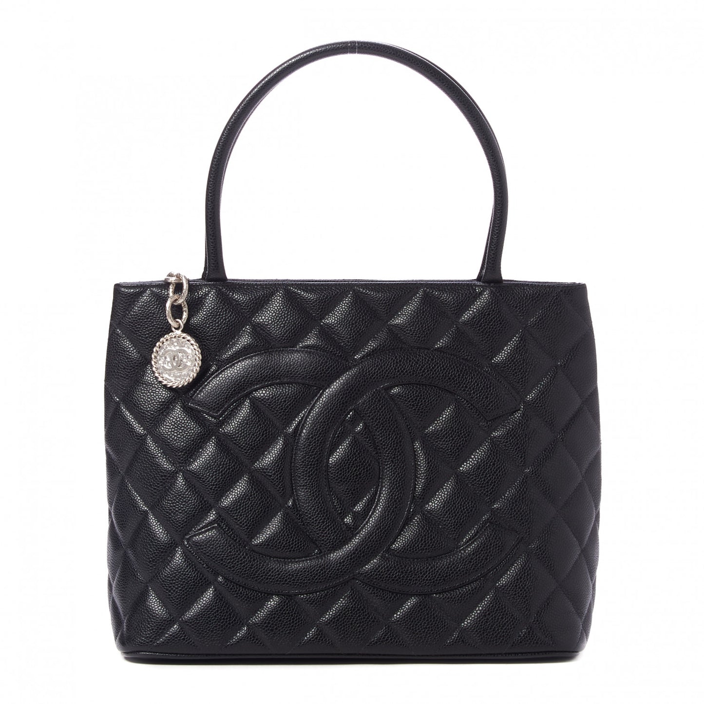 Caviar Quilted Medallion Tote Black