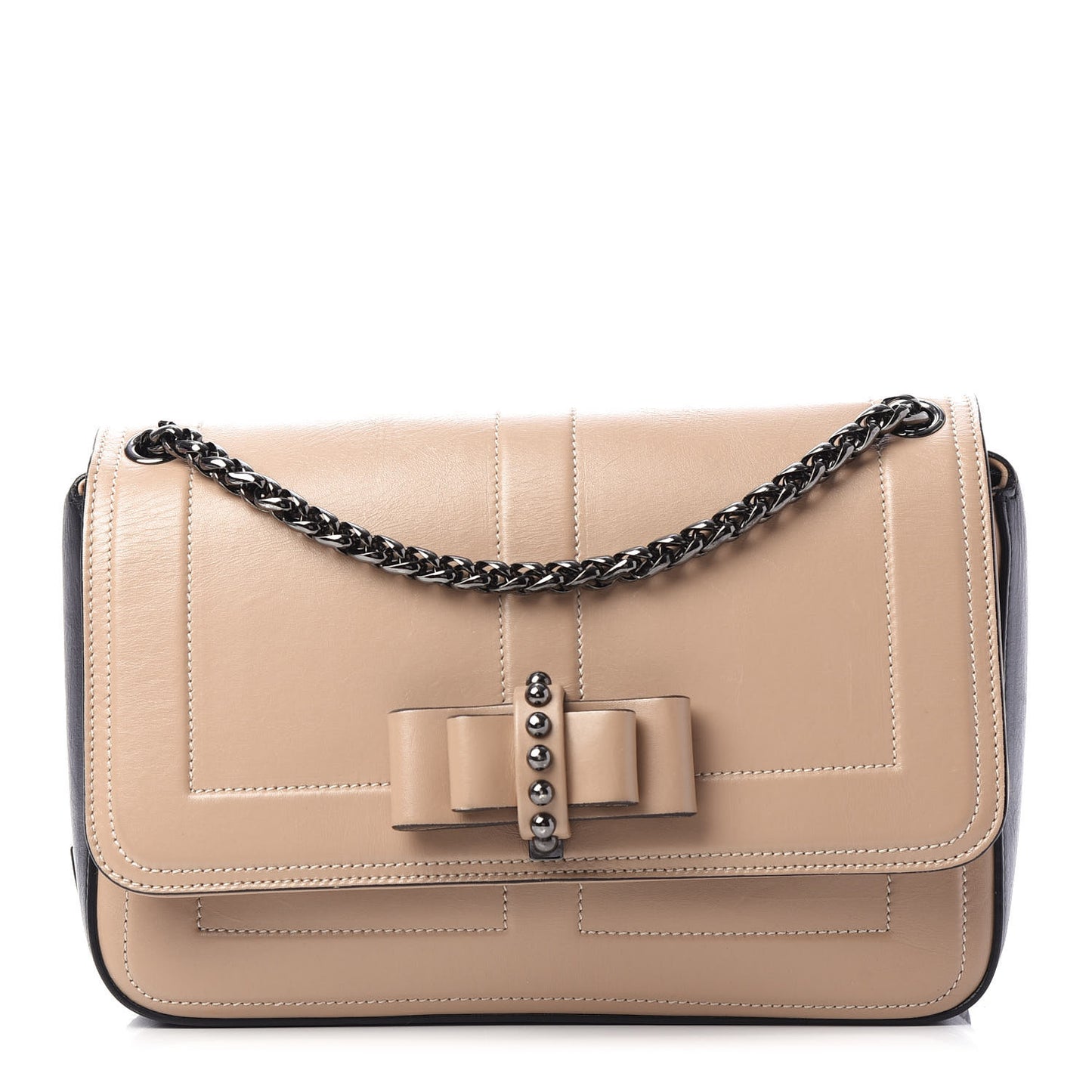 Soft Calfskin Small Sweety Charity Shoulder Bag Nude Black