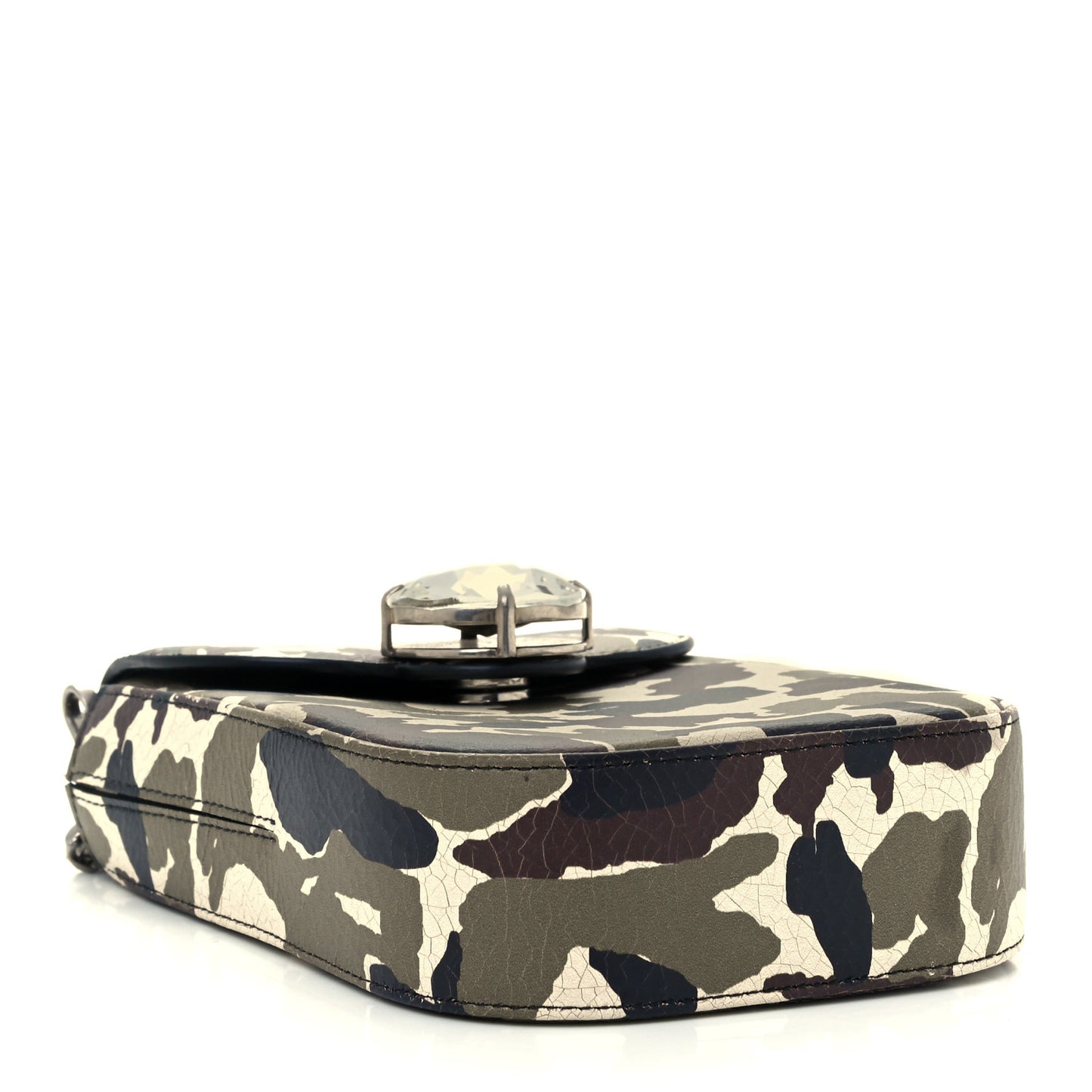 Calfskin Crystal Embellished Camouflage Chain Crossbody Bag