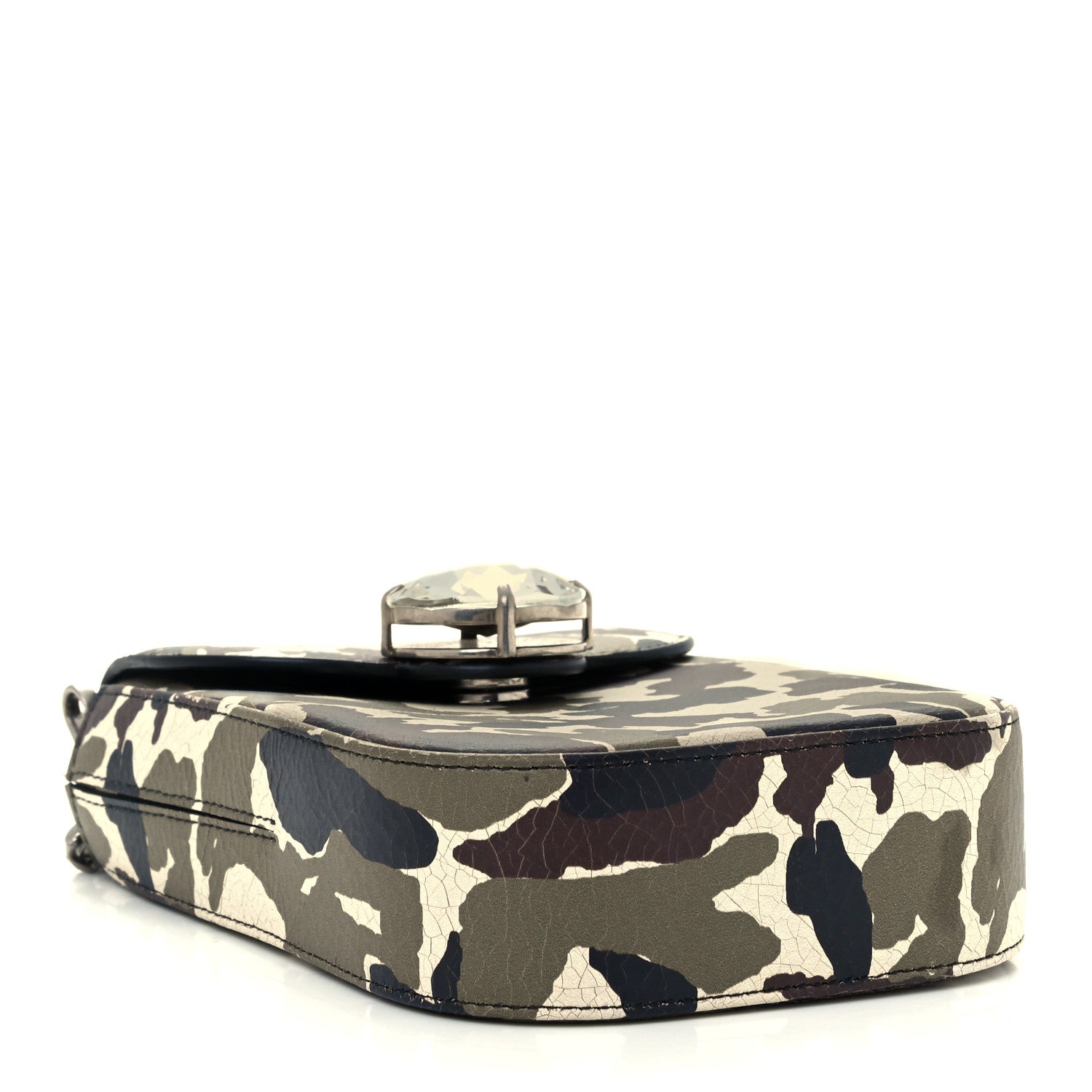 Miu Miu Calfskin Crystal Embellished Camouflage Chain Crossbody Bag 3 of 9