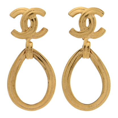 Chanel CC Drop Clip On Earrings Gold 1 of 4