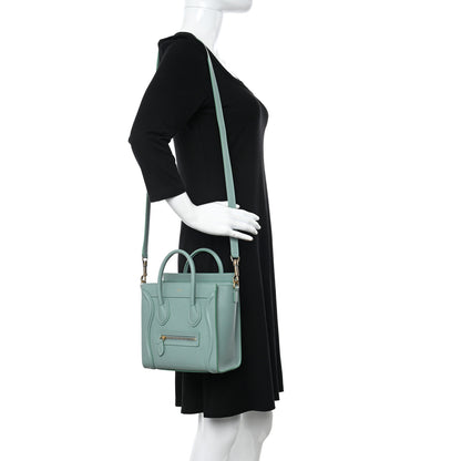 Celine Drummed Calfskin Nano Luggage Celadon 2 of 10