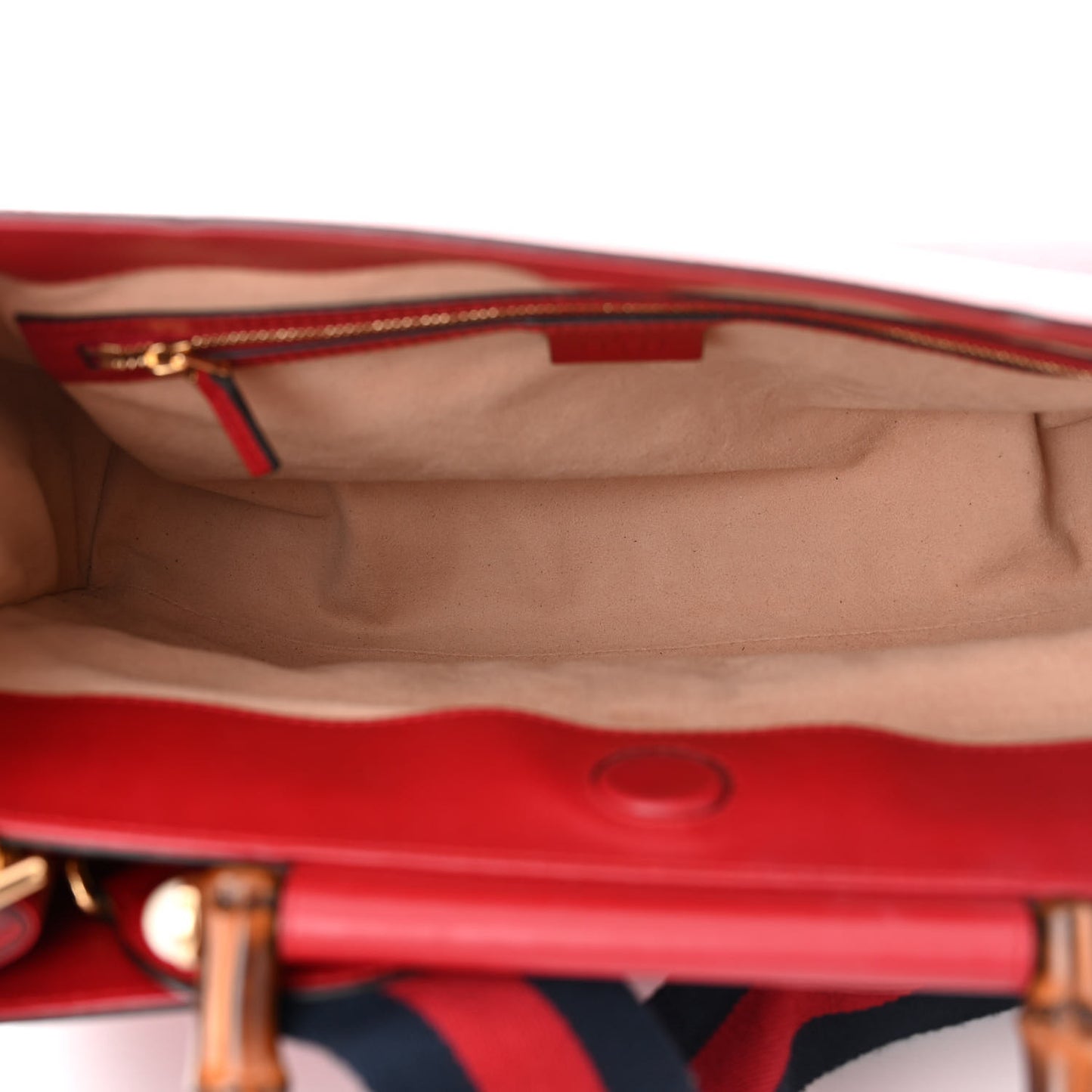 Nappa Bamboo Web Medium Nymphaea Top Handle Bag Hibiscus Red