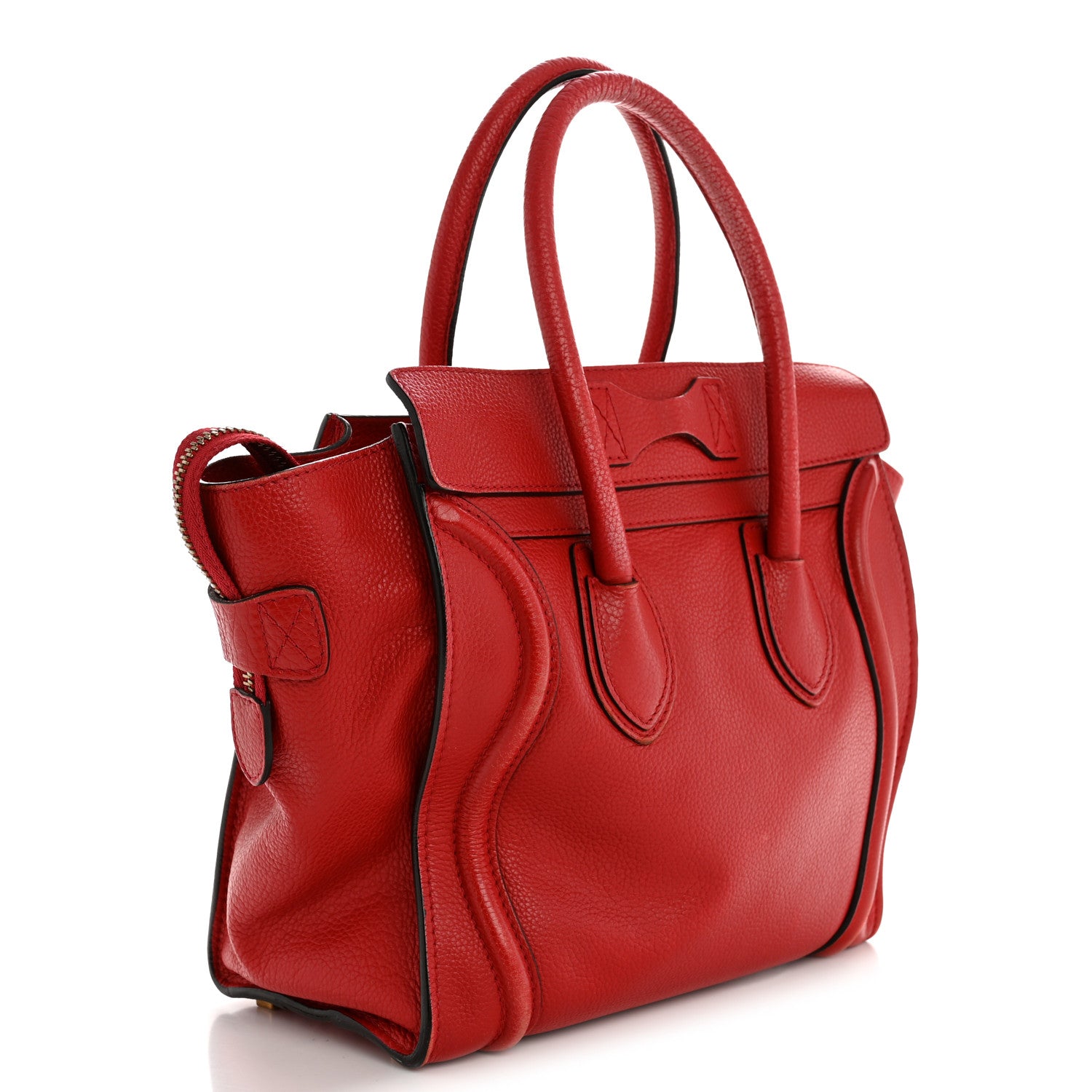 Celine Drummed Calfskin Micro Luggage Red 3 of 16