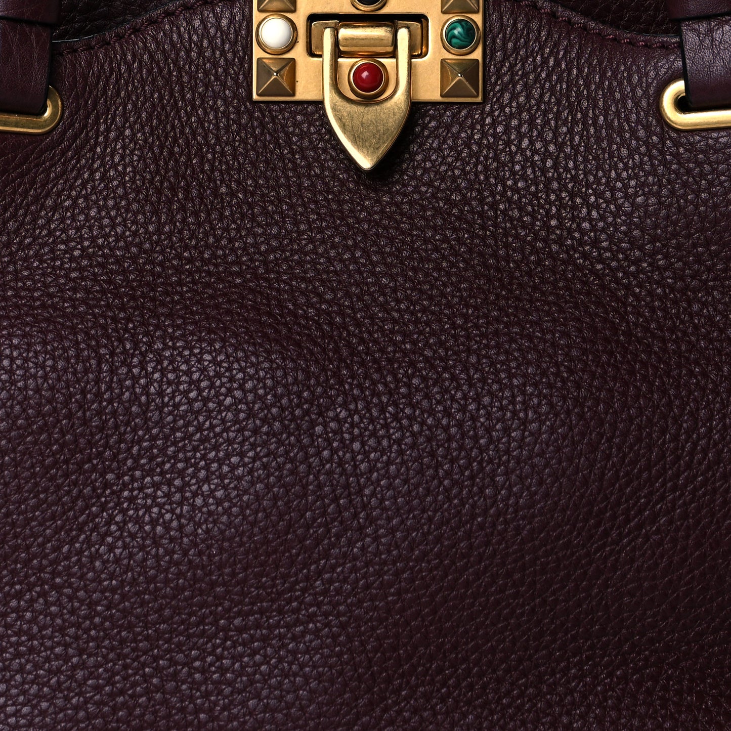 Grained Calfskin Small Rockstud Rolling Tote Rubin