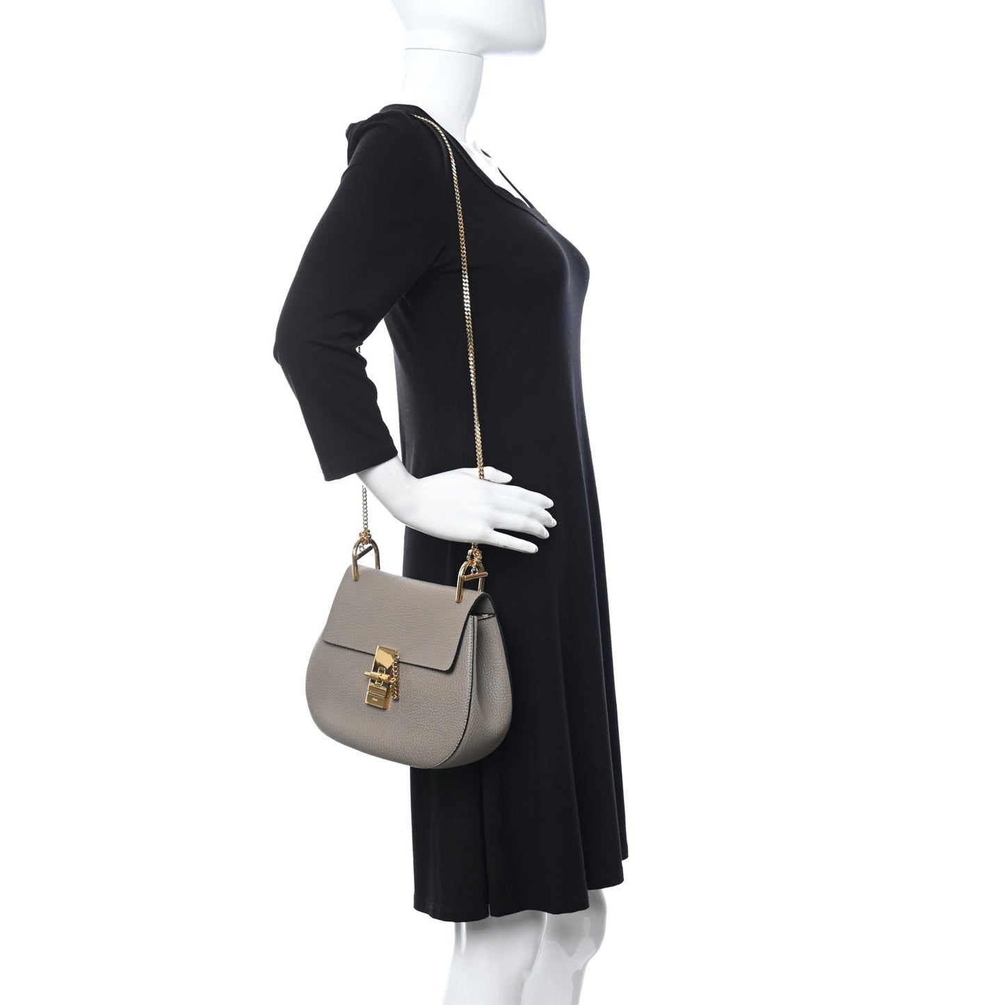 Grained Lambskin Drew Shoulder Bag Motty Grey