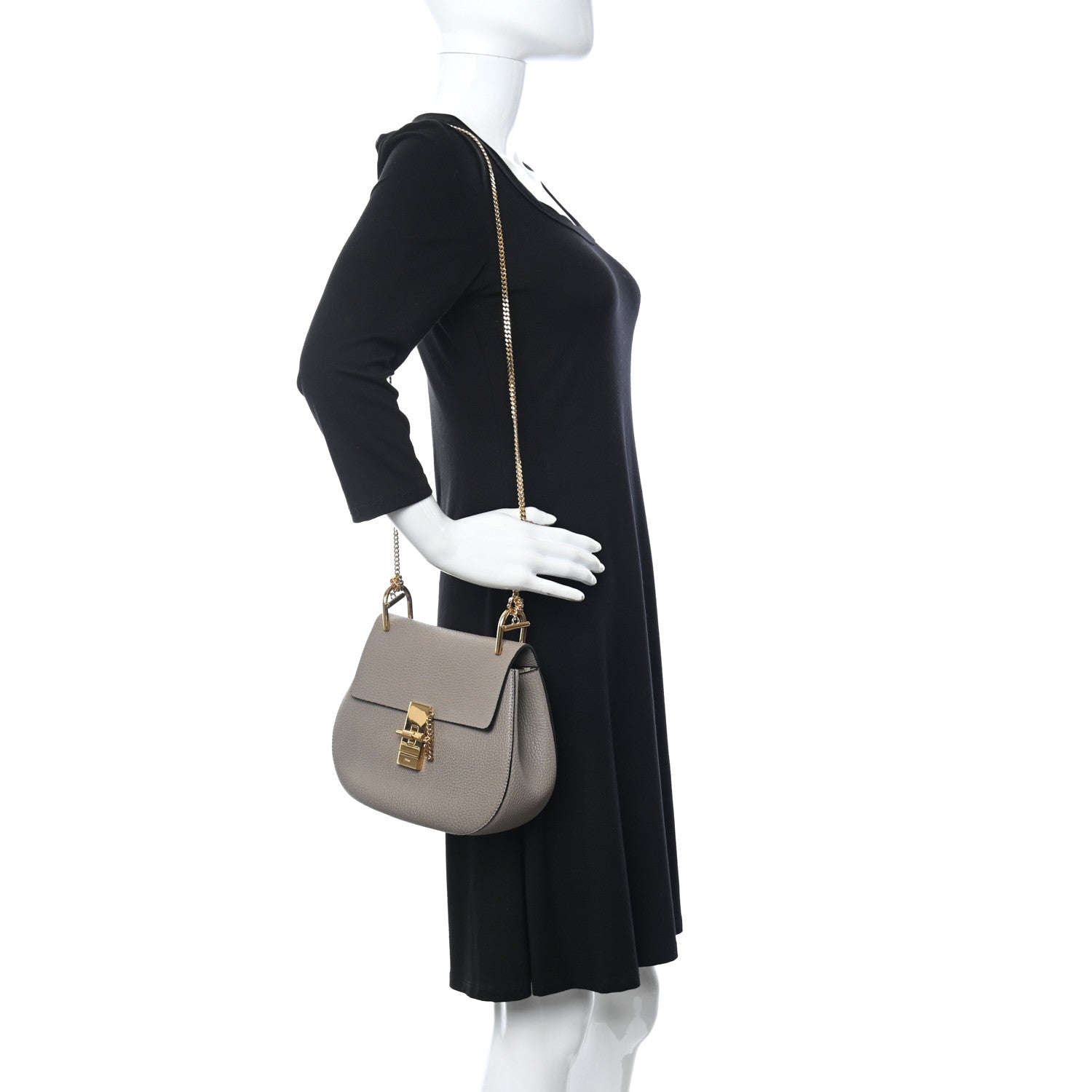 Chloe Grained Lambskin Drew Shoulder Bag Motty Grey 2 of 9