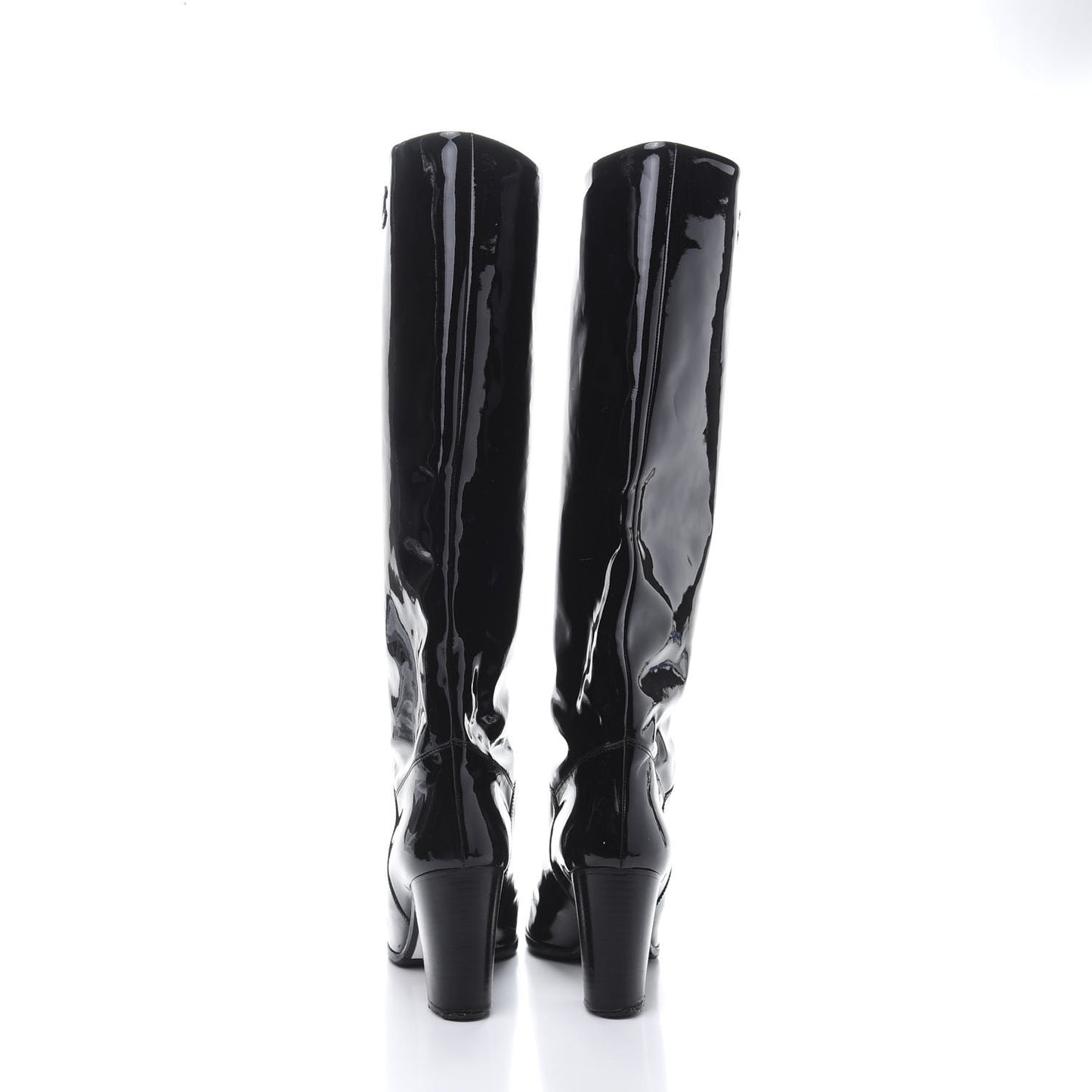 Patent CC Knee High Boots 40 Black
