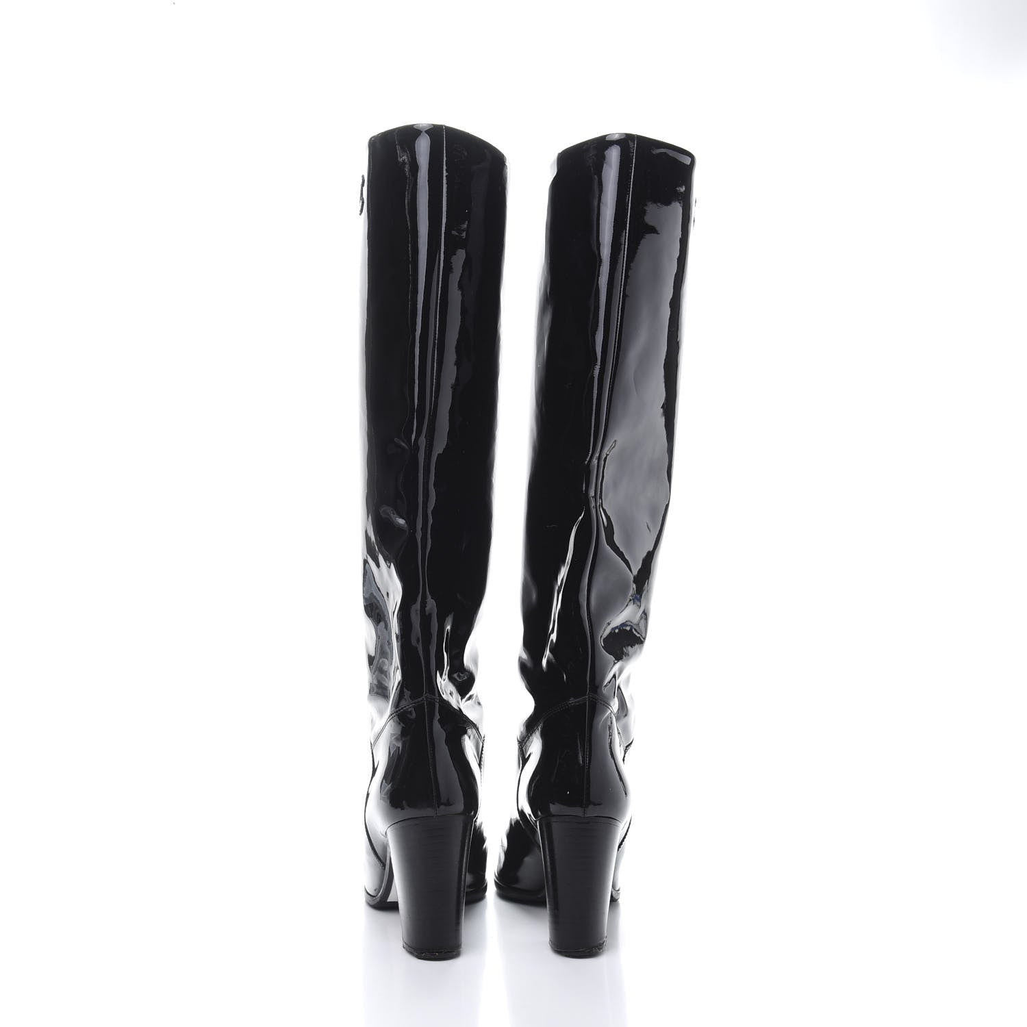 Chanel Patent CC Knee High Boots 40 Black 4 of 7