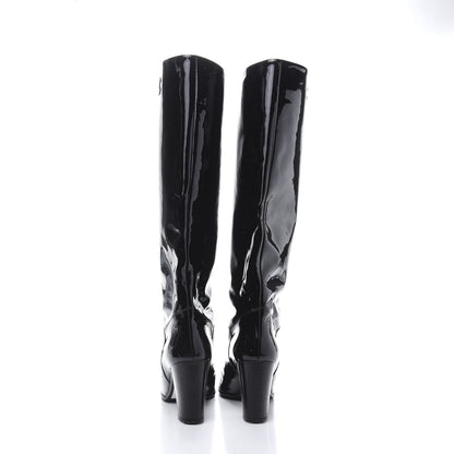 Chanel Patent CC Knee High Boots 40 Black 4 of 7