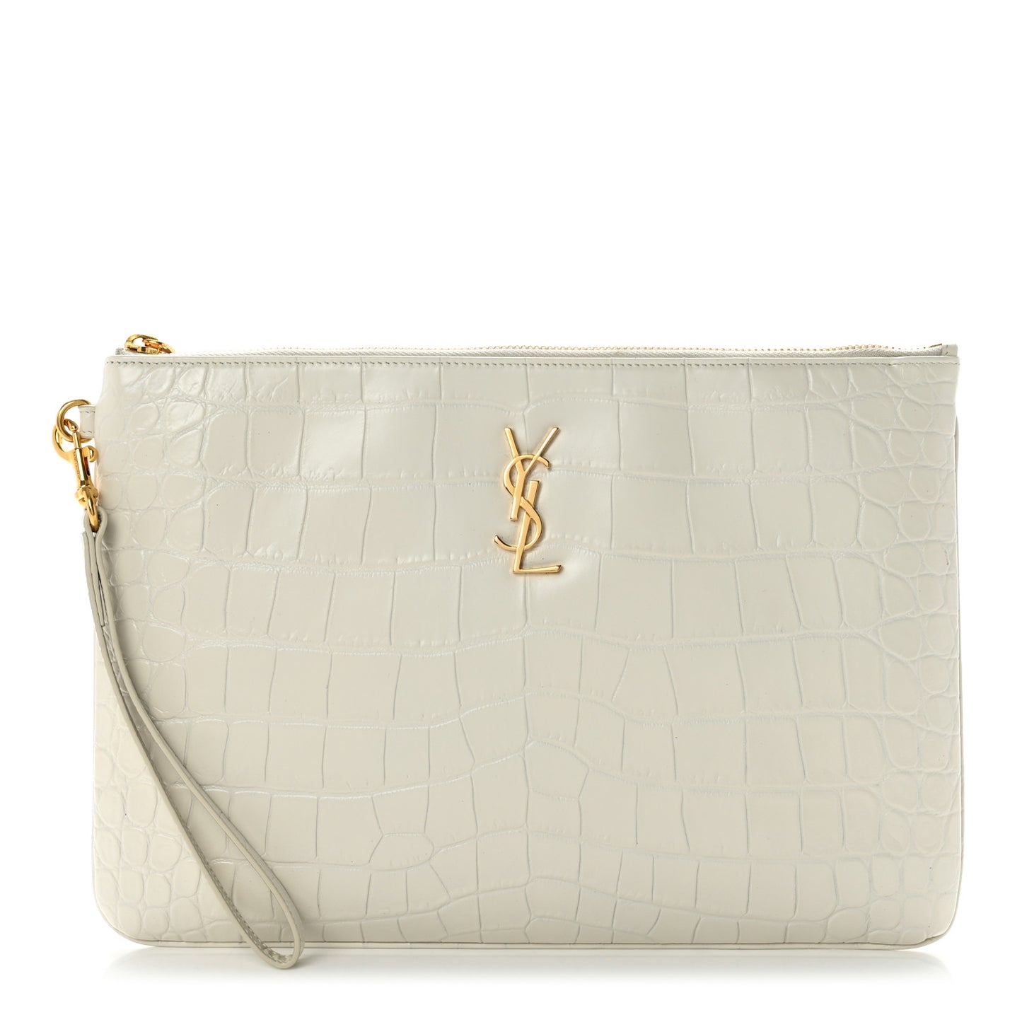Calfskin Crocodile Embossed Tablet Pouch Crema Soft