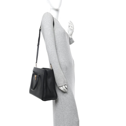 Versace Grainy Calfskin Large Virtus Top Handle Tote Black 2 of 9
