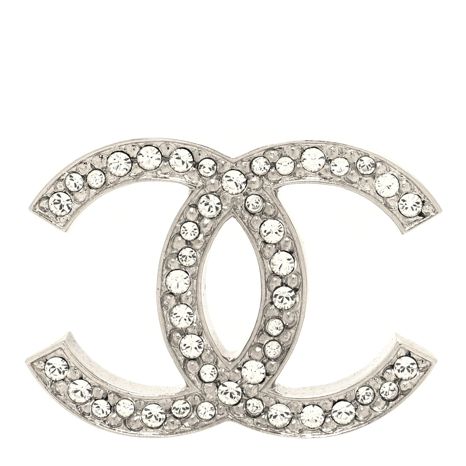 Chanel Crystal CC Brooch Silver 1 of 3