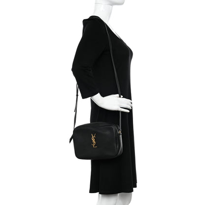 Saint Laurent Grained Lambskin Monogram Lou Camera Bag Black 2 of 14