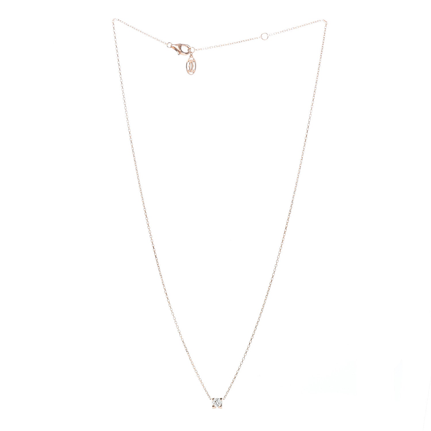 Cartier 18K Pink Gold Diamond .18ct C De Pendant Necklace 3 of 5