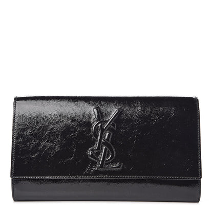 Saint Laurent Textured Patent Monogram Large Belle De Jour Clutch Black 1 of 6