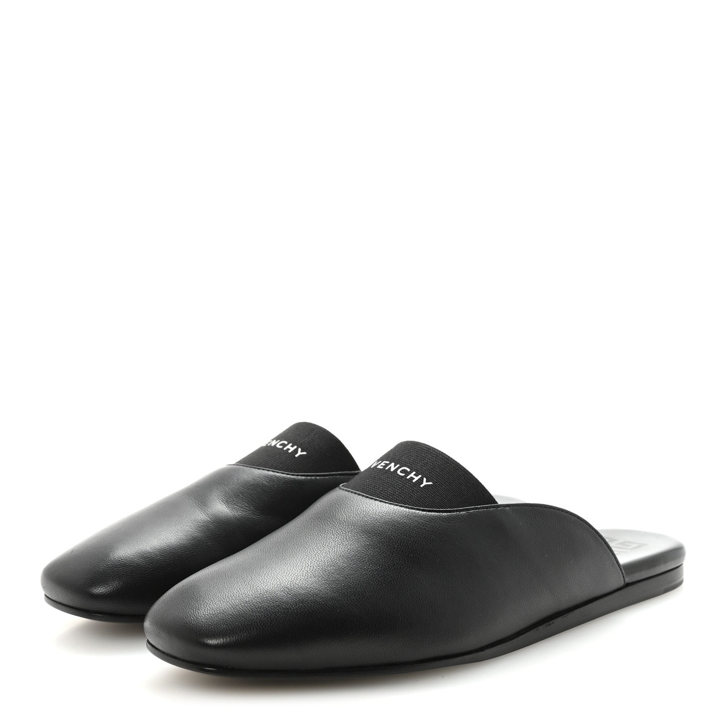 Calfskin Dune Bedford Logo Mule Slides 35.5 Black
