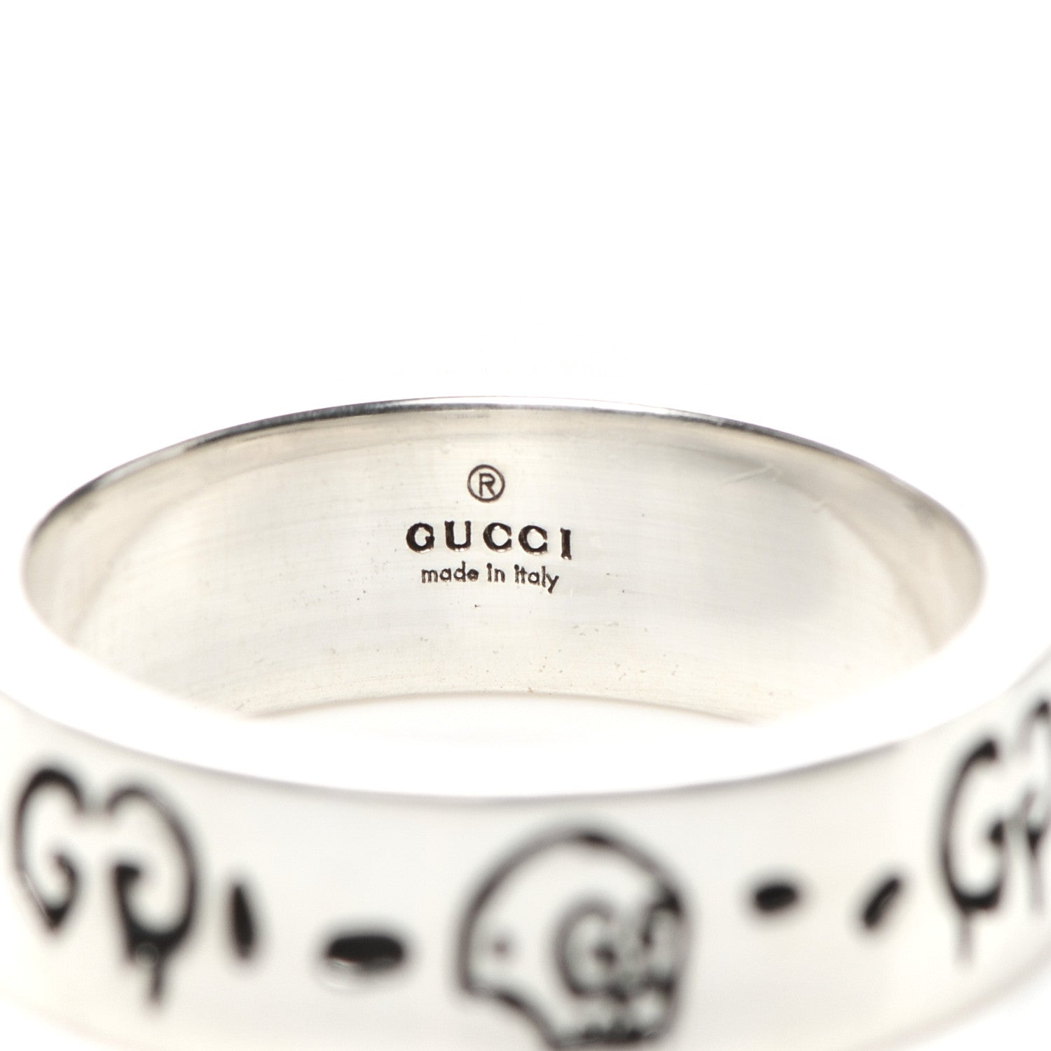 Gucci Sterling Silver Narrow GucciGhost Hamlet Skull Ring 54 6.75 4 of 4