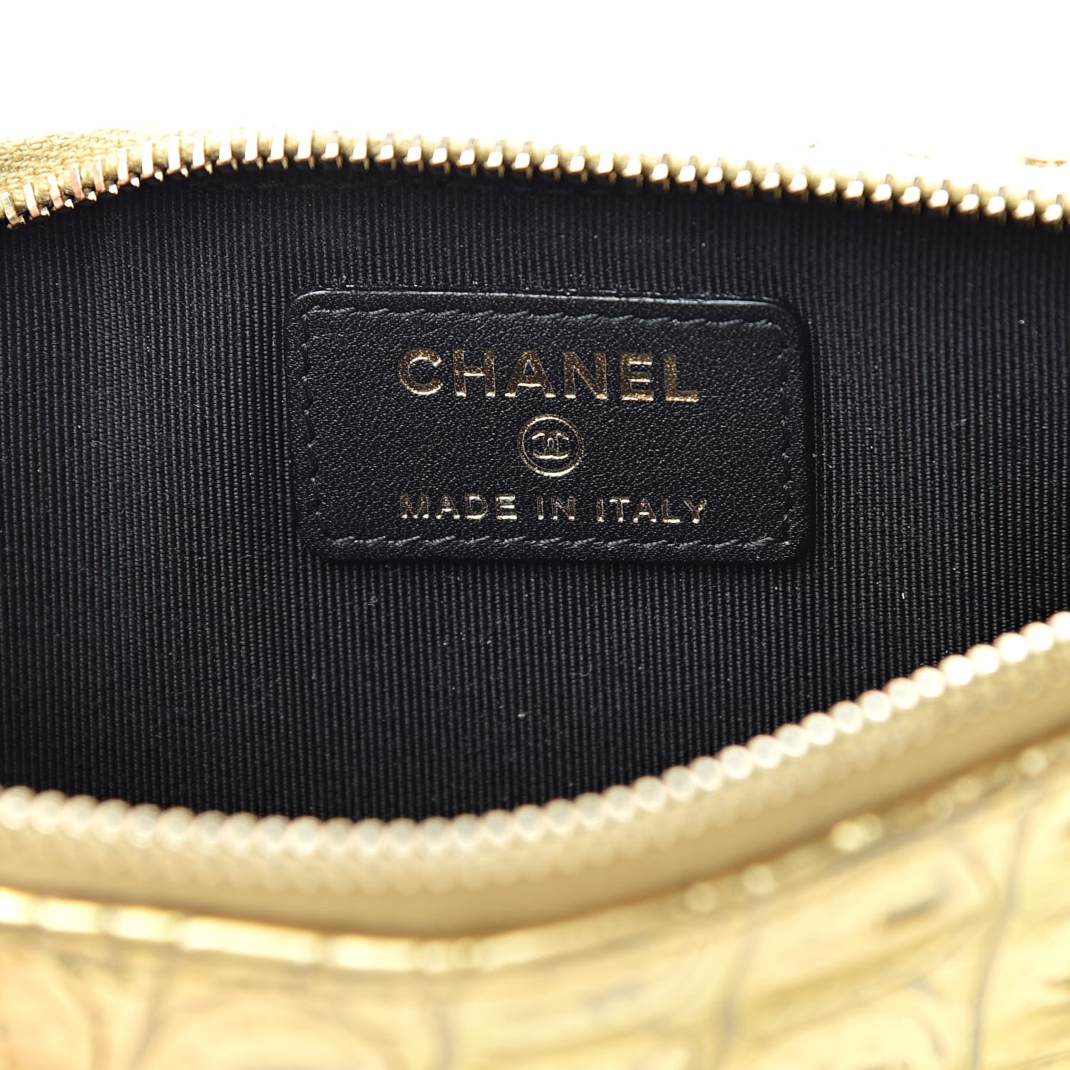 Chanel Calfskin Crocodile Embossed Cocodile Classic Flat Wallet Pouch Gold 6 of 10
