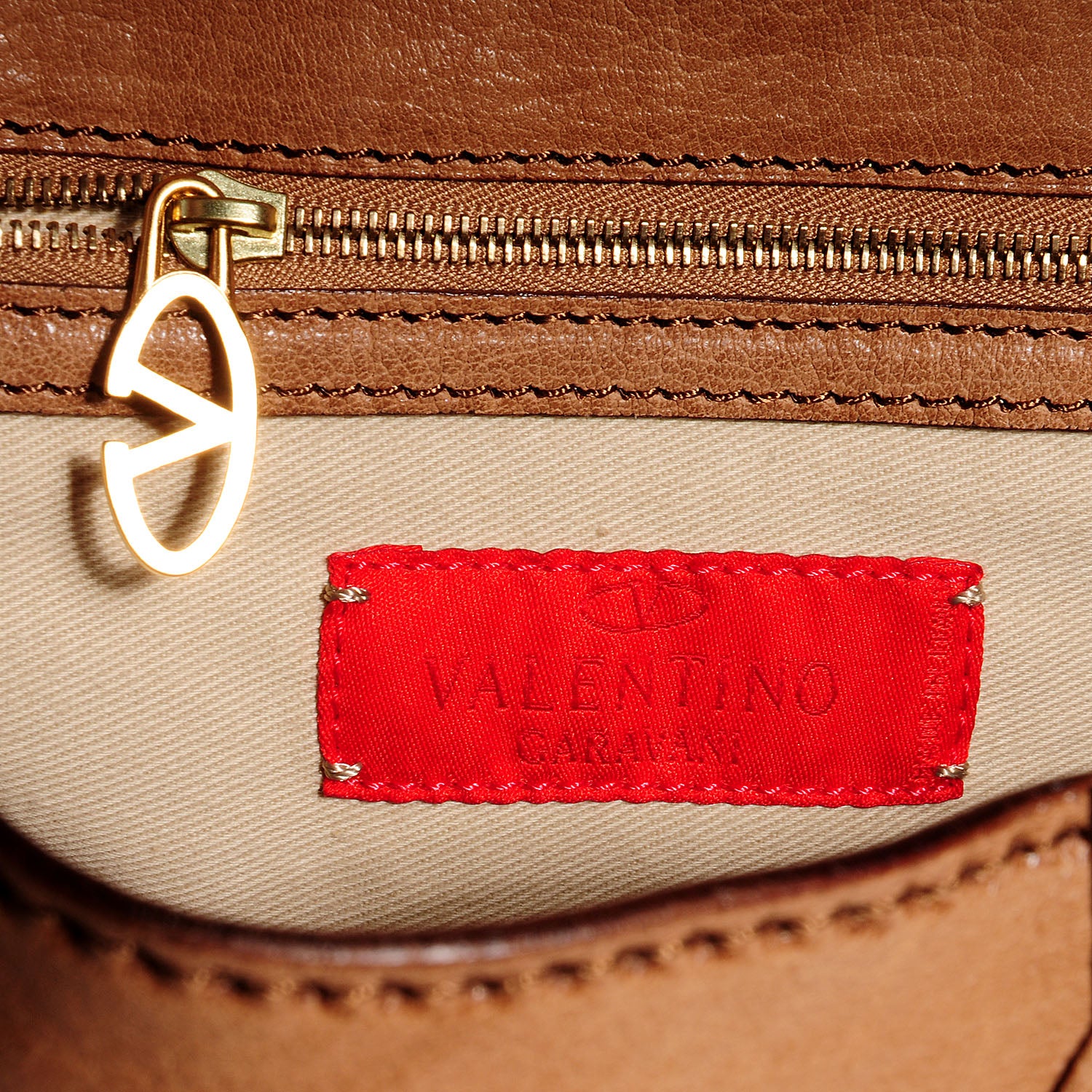 Valentino Garavani Vitello Bow Shoulder Bag Brown 6 of 6
