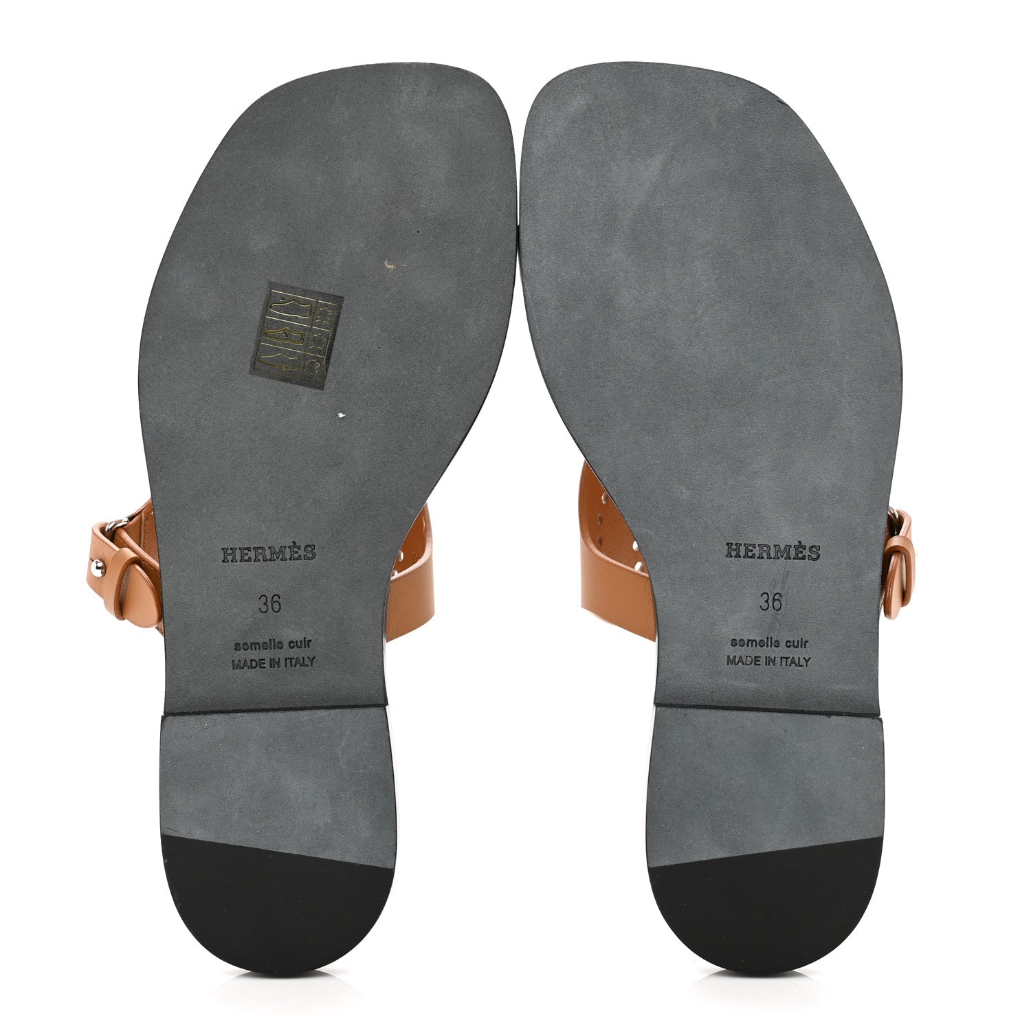 Hermes Calfskin Perforated Hera Sandals 36 Naturel 5 of 9