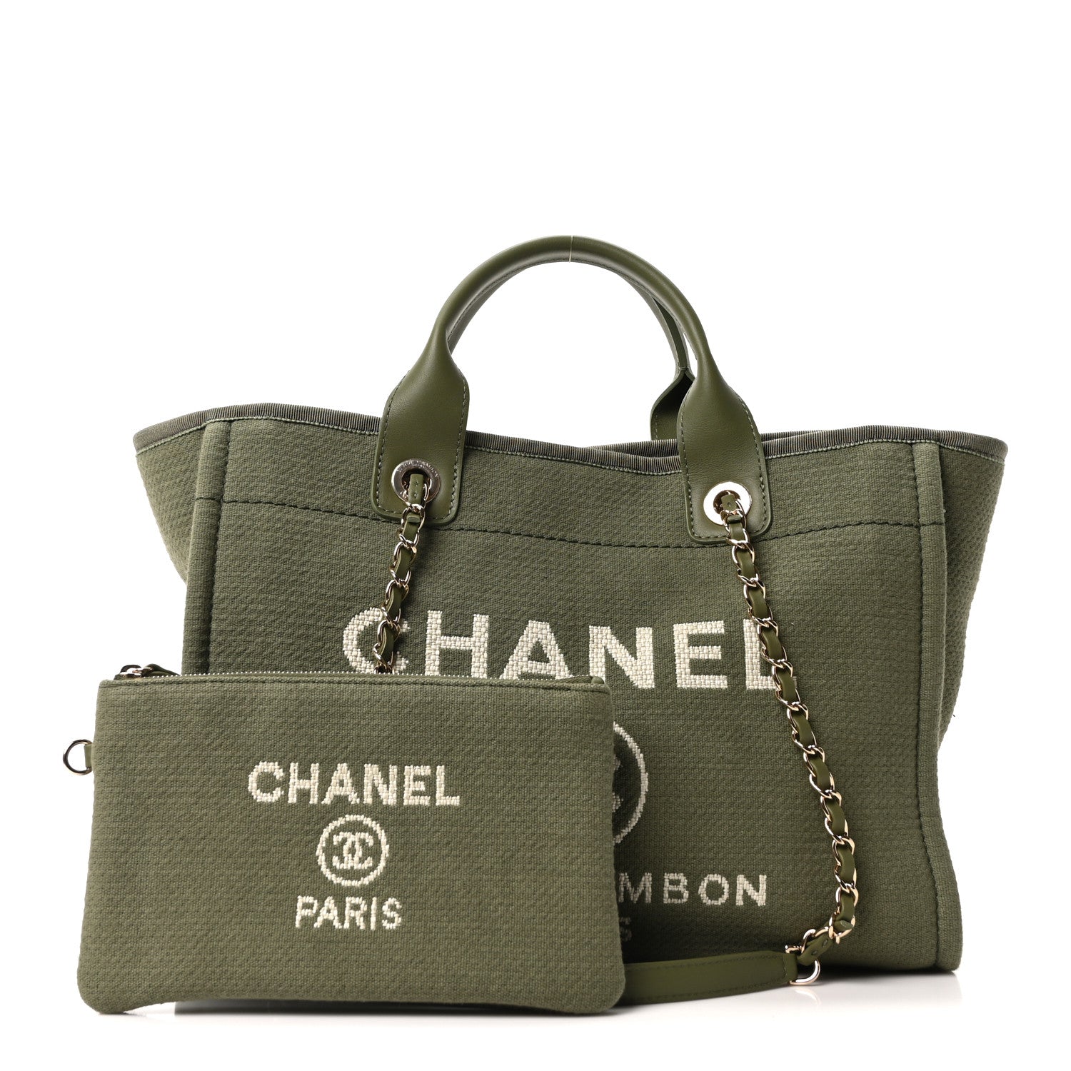 Chanel Mixed Fibers Small Deauville Tote Khaki 3 of 11