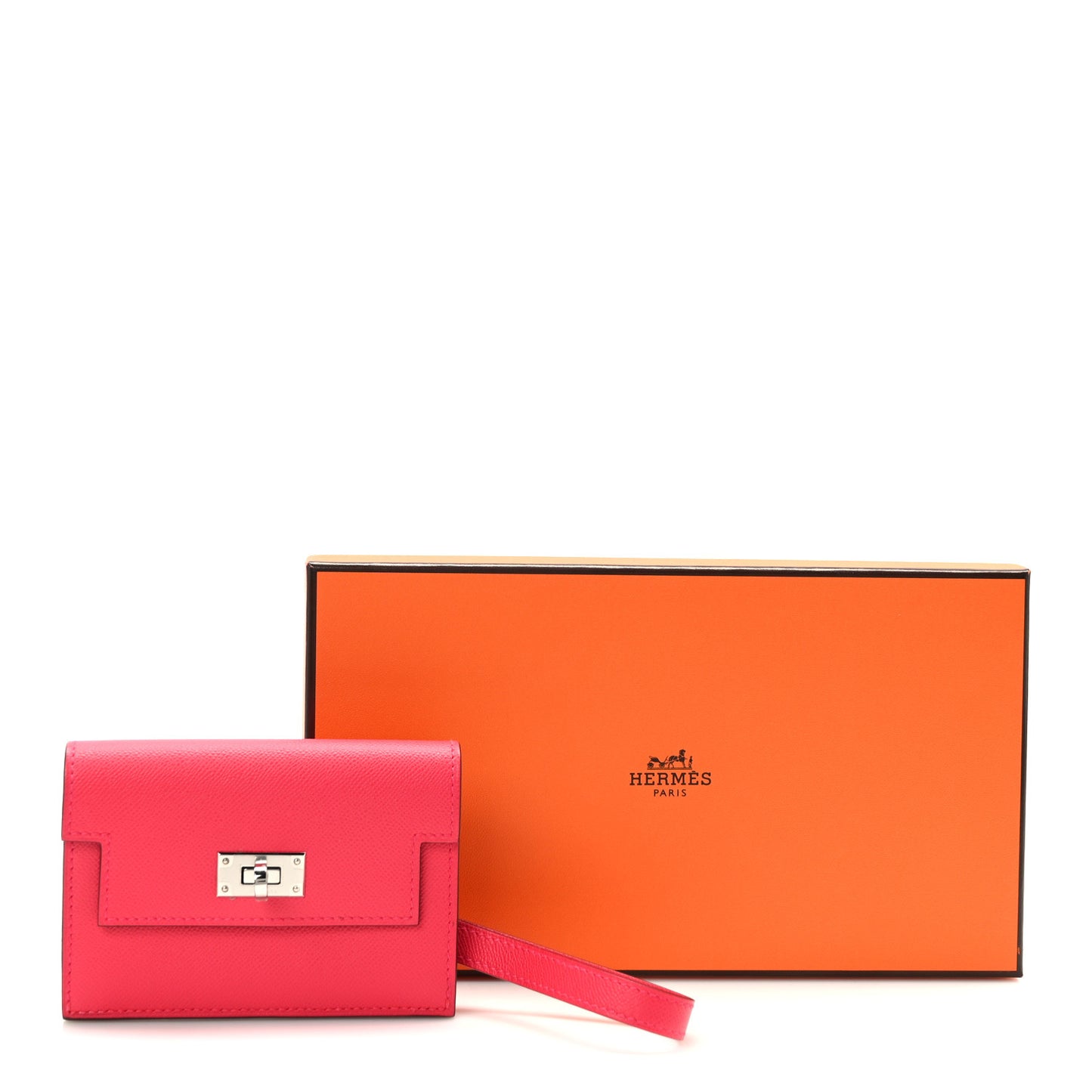 Madame Calfskin Kelly Slim Wallet Rose Extreme