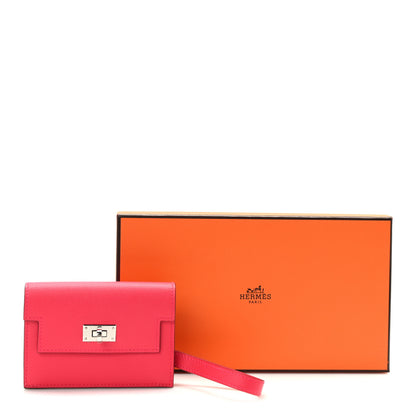 Hermes Madame Calfskin Kelly Slim Wallet Rose Extreme 9 of 9