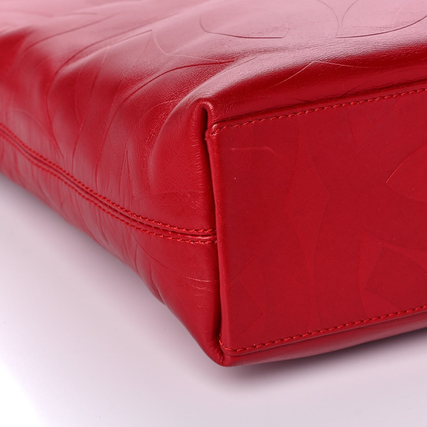 Lambskin Embossed CC Tote Red