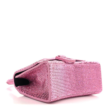 Balenciaga Strass Suede Hourglass Top Handle Bag XS Pink 3 of 9