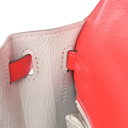 Hermes Chevre Mysore Horseshoe Kelly Sellier 25 Rouge Tomate Gris Perle 6 of 10