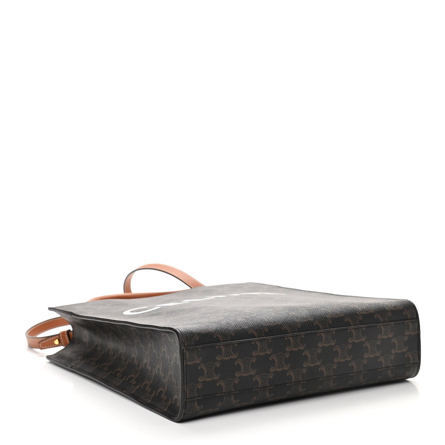 Triomphe Canvas Calfskin Small Vertical Cabas Tan