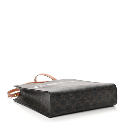 Celine Triomphe Canvas Calfskin Small Vertical Cabas Tan 4 of 10