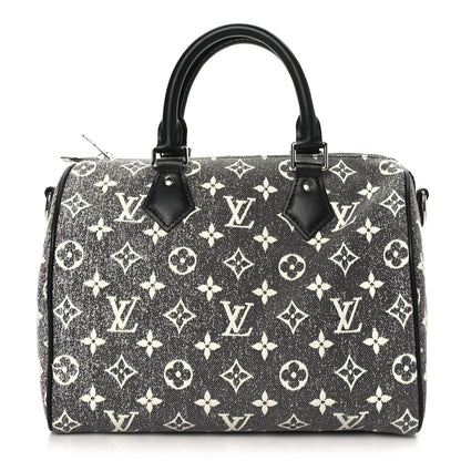 Louis Vuitton Denim Monogram Jacquard Speedy Bandouliere 25 Black 1 of 10