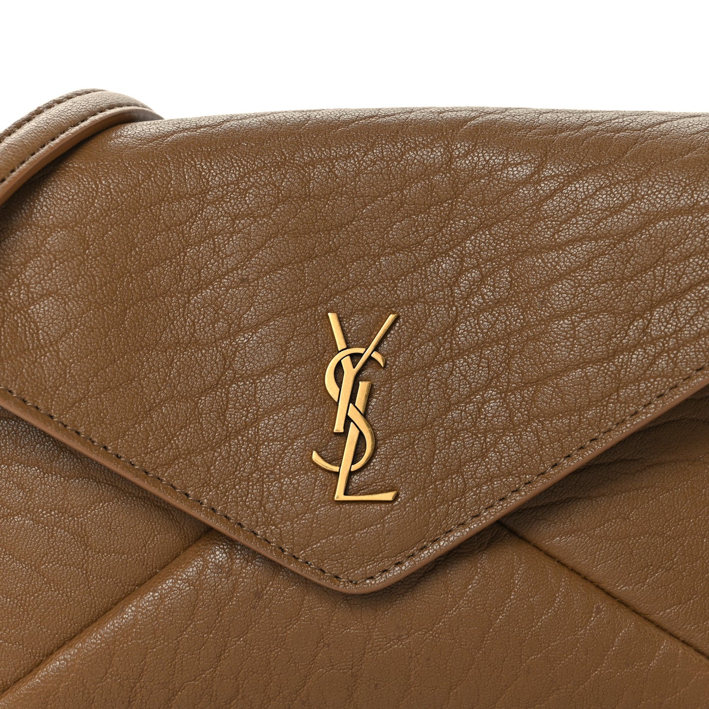 Supple Lambskin Small Cassandre Chain Pouch Dark Cork