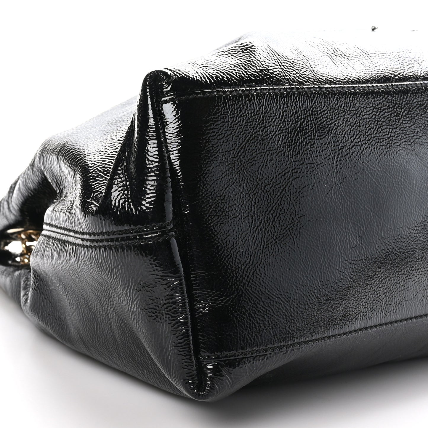 Patent Medium Soho Chain Shoulder Bag Black