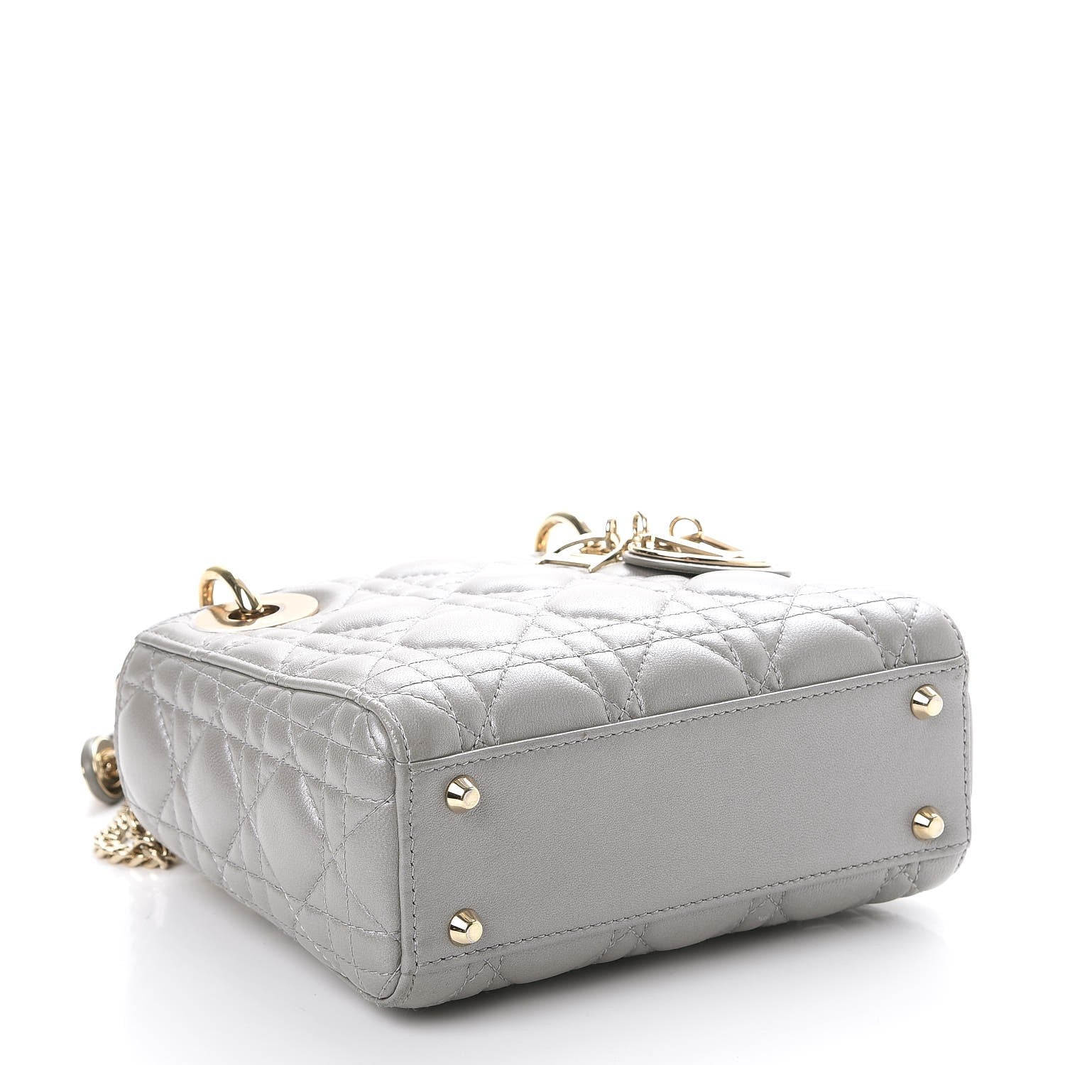 Christian Dior Metallic Lambskin Cannage Mini Lady Dior Grey 6 of 10