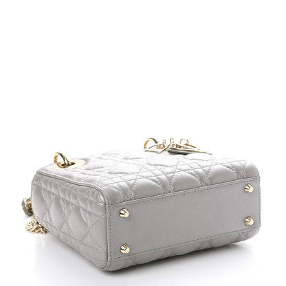 Christian Dior Metallic Lambskin Cannage Mini Lady Dior Grey 6 of 10