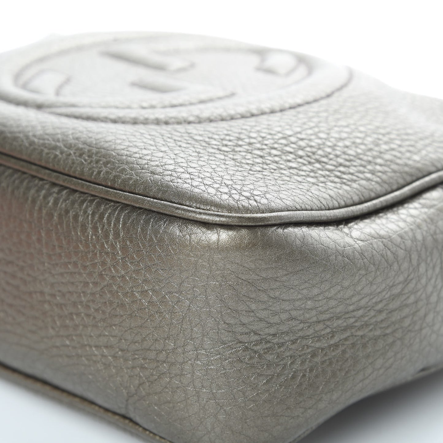 Metallic Pebbled Calfskin Small Soho Disco Bag Sasso
