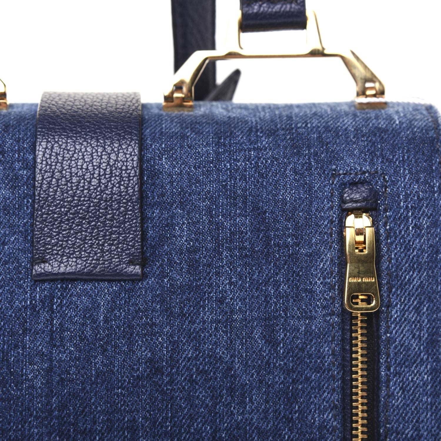 Miu Miu Denim Goatskin Bandoliera Madras Shoulder Bag Blue 10 of 10
