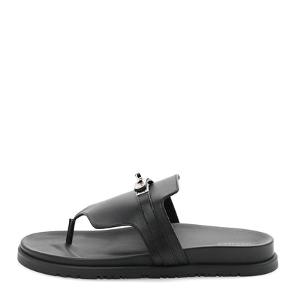 Hermes Calfskin Womens Empire Sandals 40 Black 1 of 10