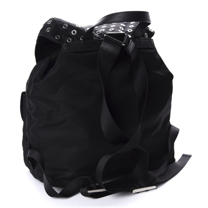 Prada Tessuto Nylon Grommet Backpack Black 2 of 8