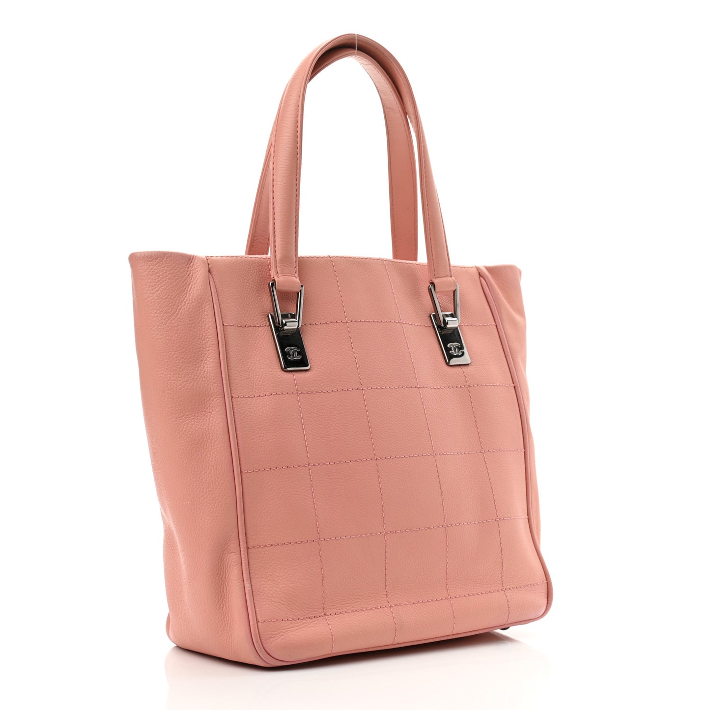 Caviar Square Stitched Tote Pink